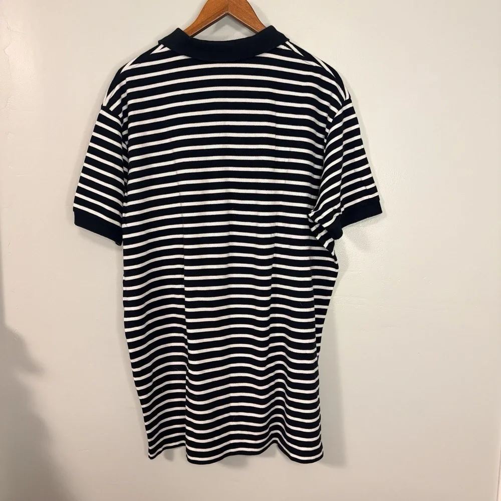Polo by Ralph Lauren Black and White Striped Polo Shirt Men's XL Red Pony